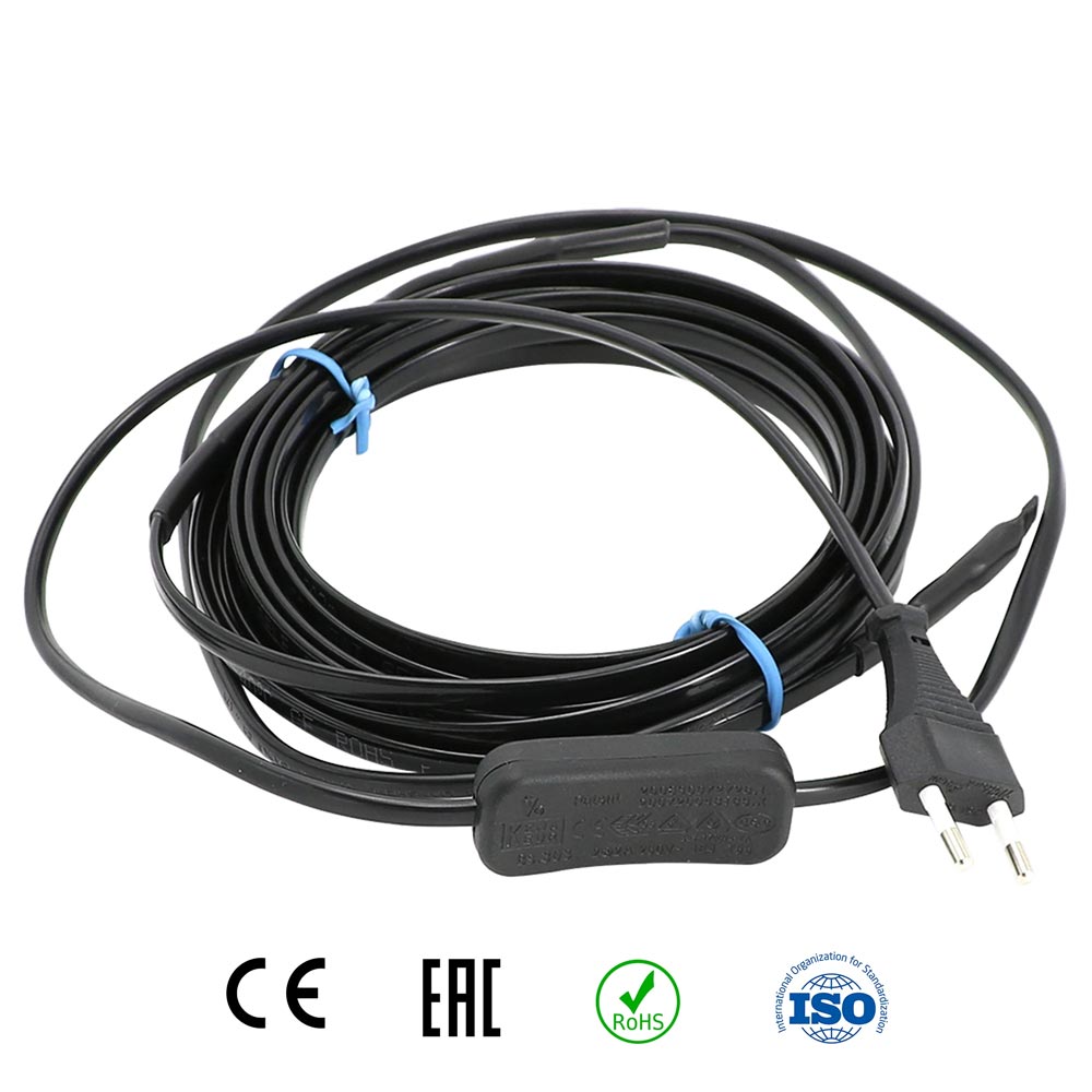 Câble chauffant autorégulant 20W/m AC220~240V, 50/60Hz avec interrupteur et prise EU pour protection antigel des tuyaux d'eau