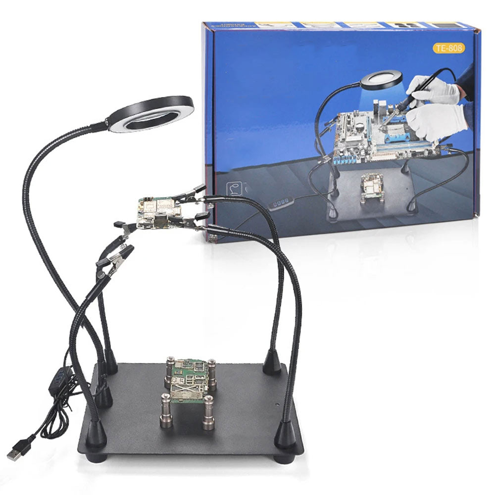 Board Holder with Magnifying Glass for Soldering