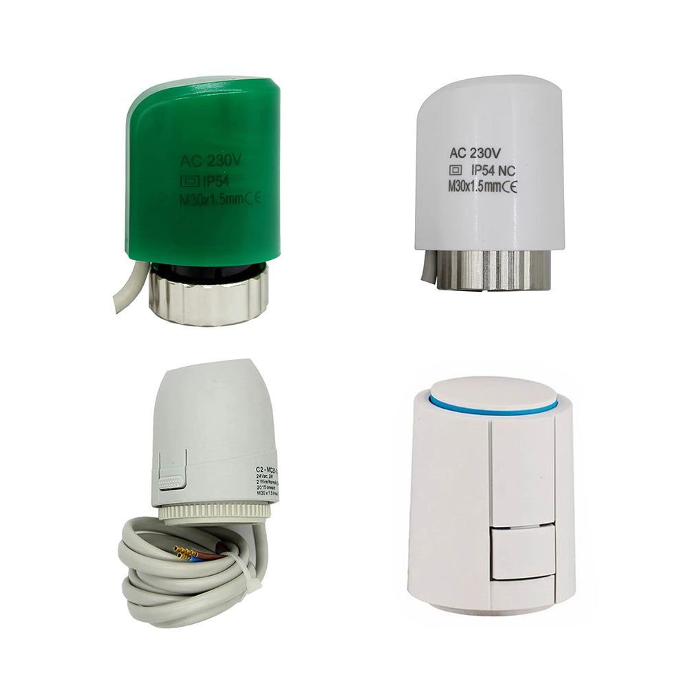 Actionneur thermique électrique pour systèmes de chauffage par le sol et radiateurs, moteur d'entraînement thermoélectrique 220/24V, normalement fermé/ouvert