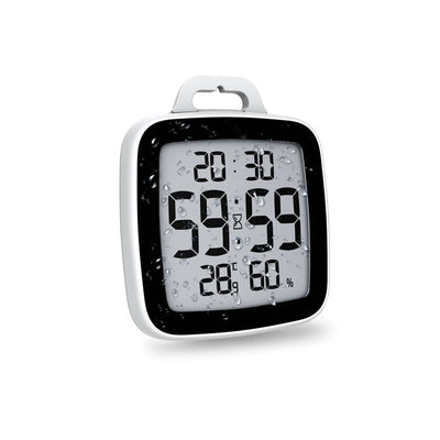 Waterproof Digital Flip Wall Clock: LCD Screen with Hygrometer, Thermometer, and Countdown Timer - Perfect for Bathroom Use with Hook