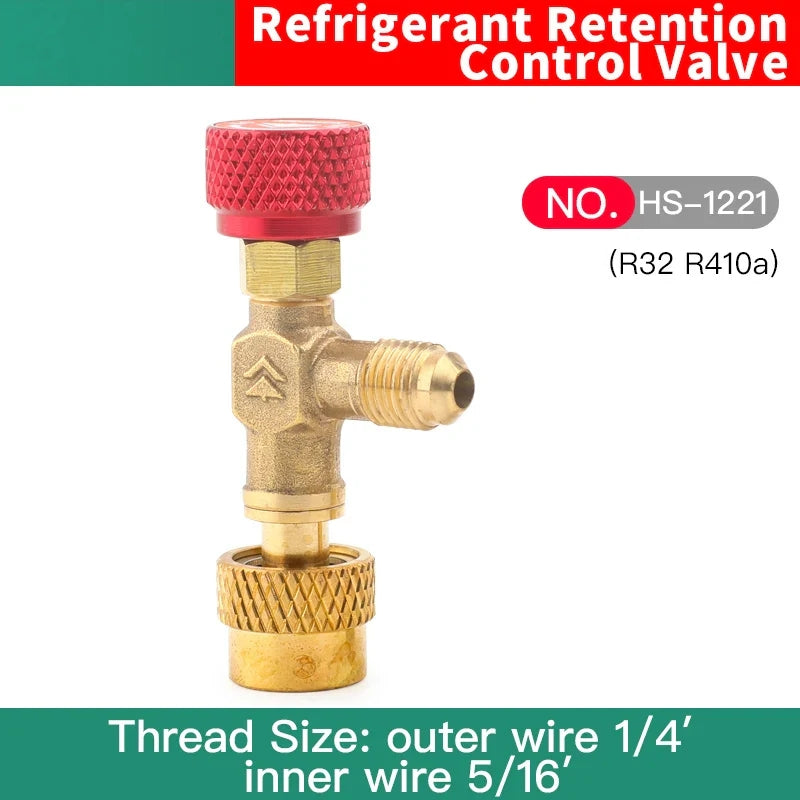 HS R410a R22 Outil de réfrigération Adaptateur de valve de sécurité pour climatisation Raccord d'adaptateur en cuivre pour charge de réfrigération R410A