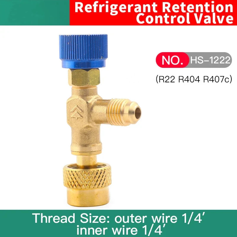 HS R410a R22 Outil de réfrigération Adaptateur de valve de sécurité pour climatisation Raccord d'adaptateur en cuivre pour charge de réfrigération R410A