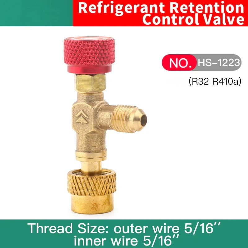 HS R410a R22 Outil de réfrigération Adaptateur de valve de sécurité pour climatisation Raccord d'adaptateur en cuivre pour charge de réfrigération R410A
