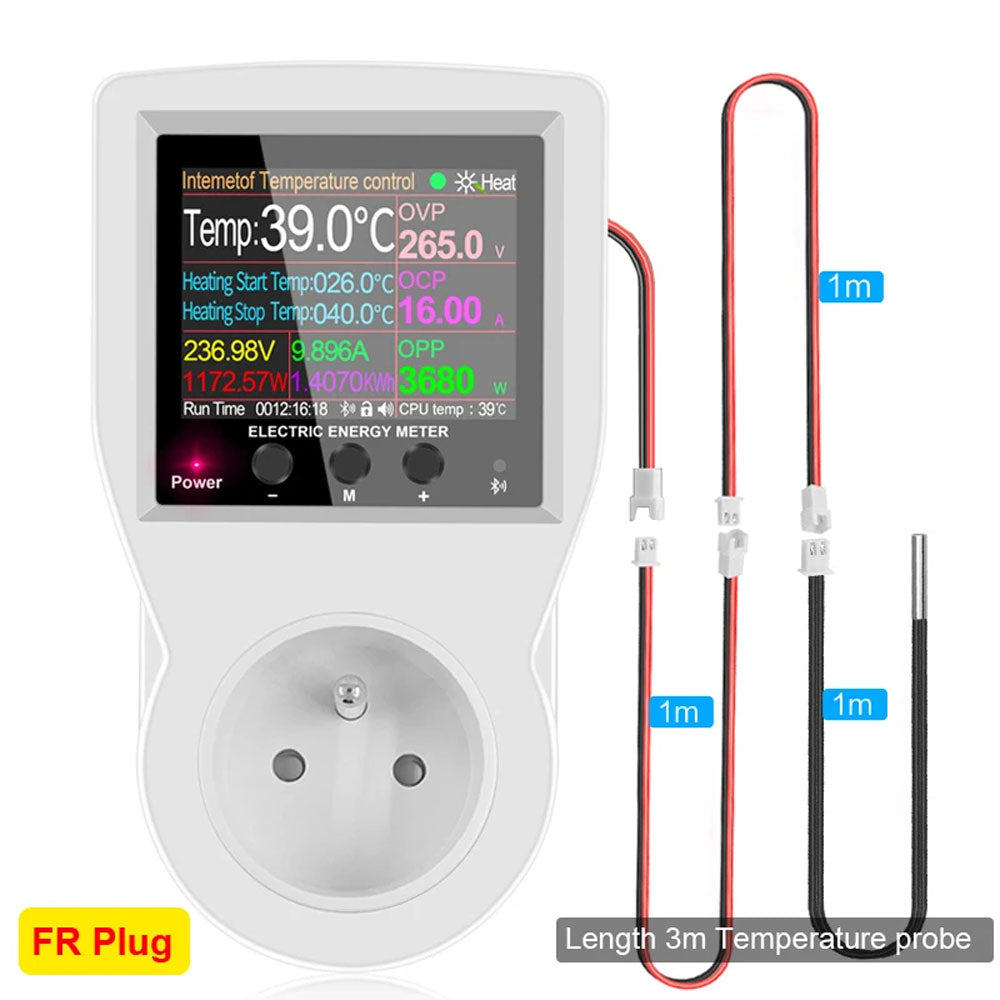 Prise Thermostat Numérique WIFI Tuya AC220V 16A Contrôleur de Température d'Incubateur Avec Interrupteur Minuteur Refroidissement Chauffage Capteur NTC 3M