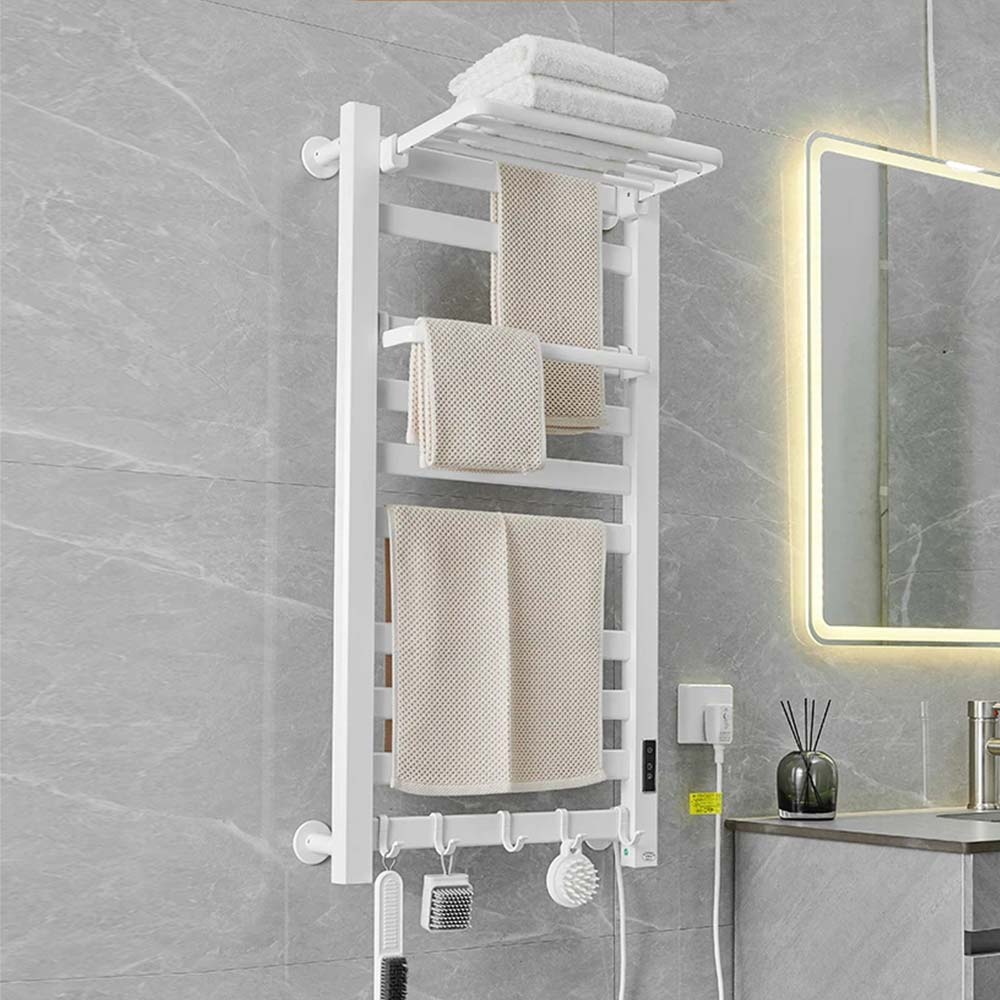 Black Smart Electric Heated Towel Rack Modern-Thermal Towel Radiator for Efficient Cloth Drying in Bathrooms