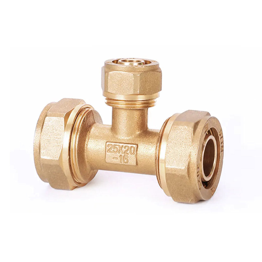 Brass Compression Tee Pipe Fitting: PEX 1216/1418/1620/2025/2632 Options for Floor Heating Systems