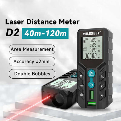 D2 Distance Laser Meter, 40M 120m Digital Trena Measurement Instrument,Double Level Bubbles, Range Finder For Home