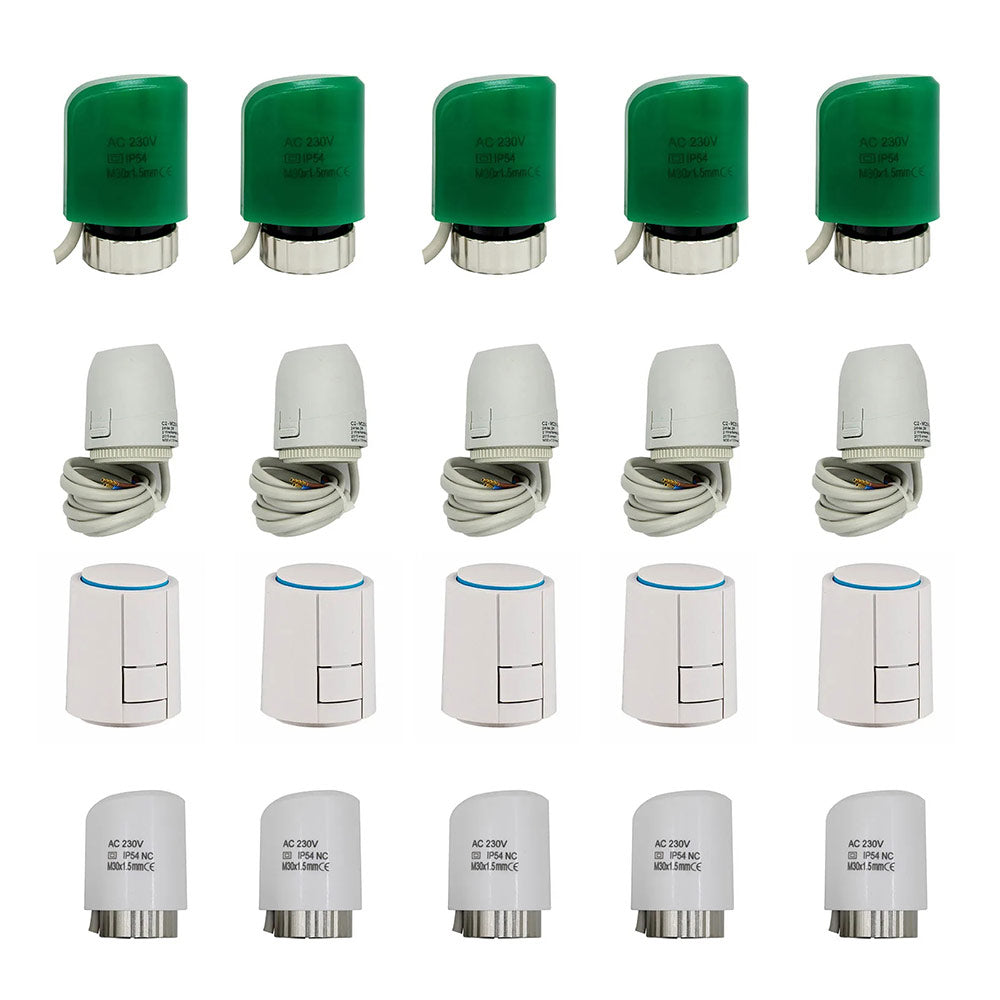 Actionneur thermique électrique pour systèmes de chauffage par le sol et radiateurs, moteur d'entraînement thermoélectrique 220/24V, normalement fermé/ouvert