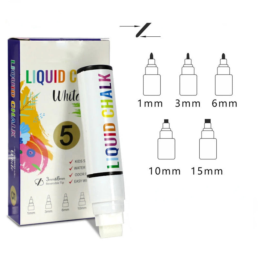 Weißes Flüssigkreide-Set, Whiteboard-Stift, Markierstift, Werbe-LED-Leuchttafel-Stift, mit Wasser löschbarer Markierstift