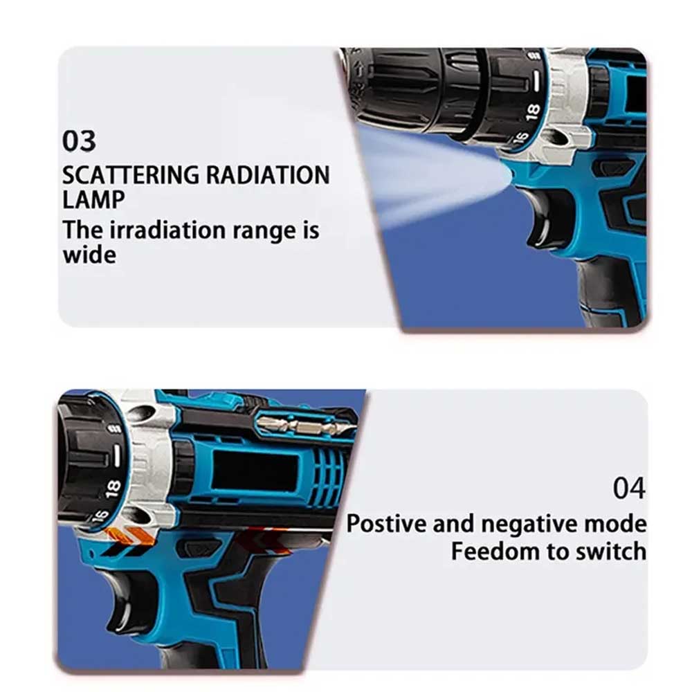 Rechargeable Battery Drill with scattering radiation lamp