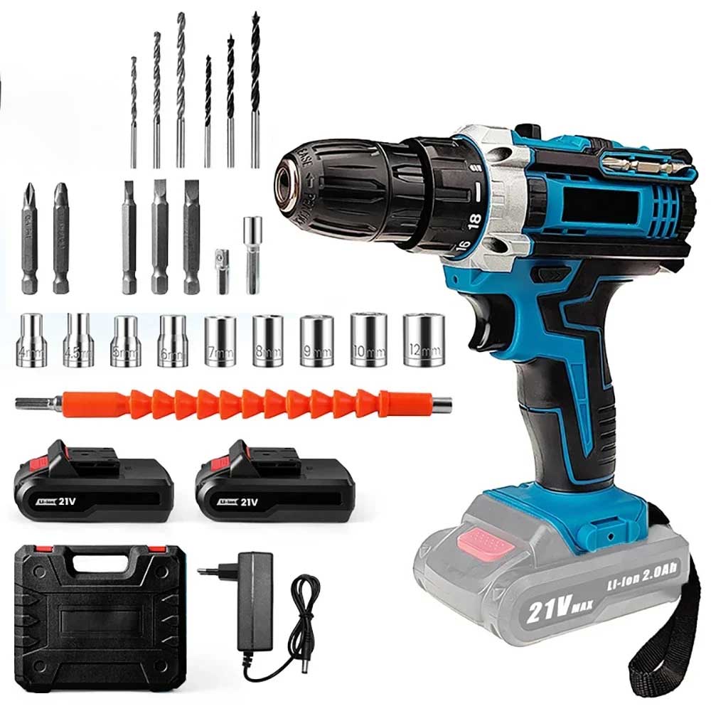 Rechargeable Battery Drill With Drill Bits 