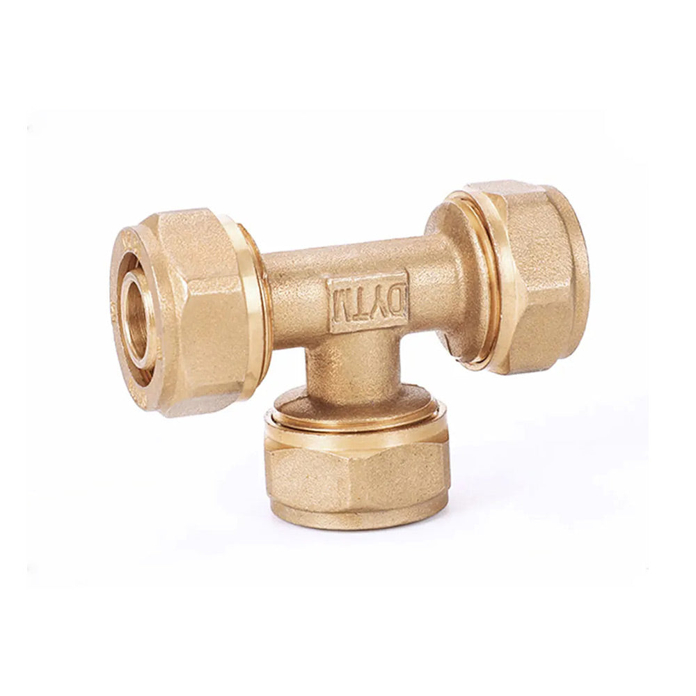 Brass Compression Tee Pipe Fitting: PEX 1216/1418/1620/2025/2632 Options for Floor Heating Systems