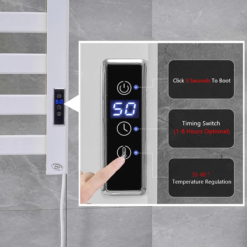 Porte-serviettes chauffant électrique intelligent noir Radiateur thermique moderne pour un séchage efficace des vêtements dans les salles de bains