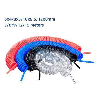 3/6/9/12/15 Metrów Wąż Sprężarki Powietrza PU Spiralna Rura Pneumatyczna Poliuretan 6*4mm 8*5 10*6.5 12*8mm Narzędzie Teleskopowe