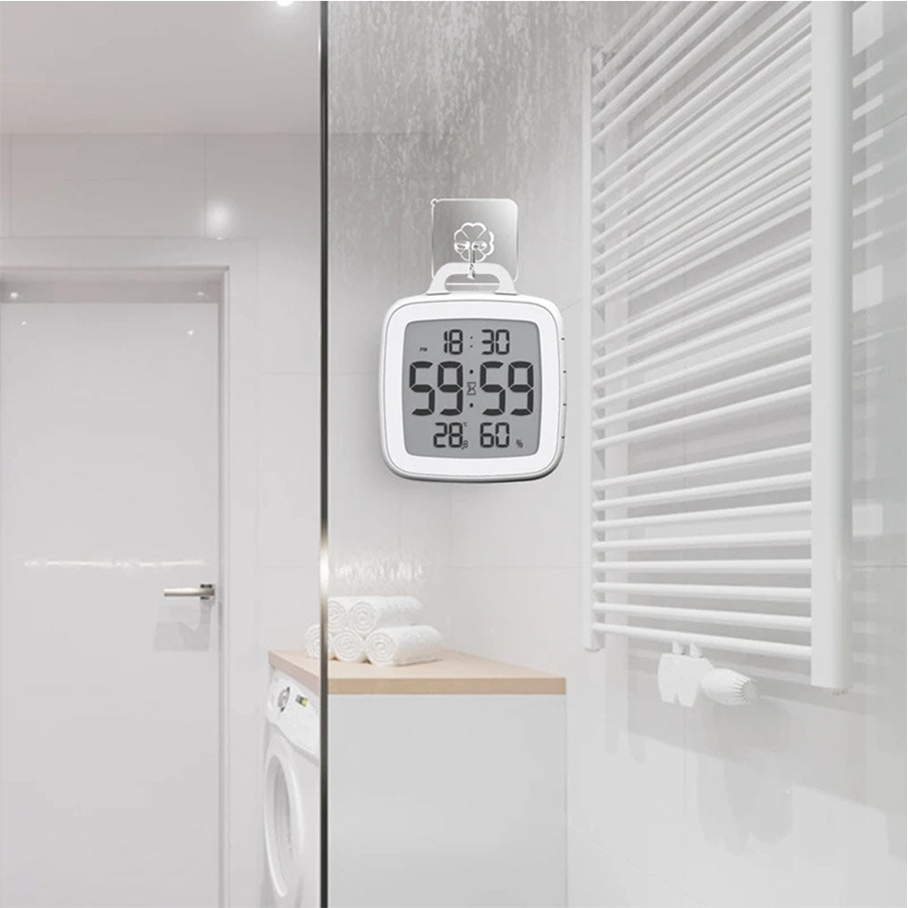 Waterproof Digital Flip Wall Clock: LED Screen with Hygrometer, Thermometer, and Countdown Timer - Perfect for Bathroom Use with Hook