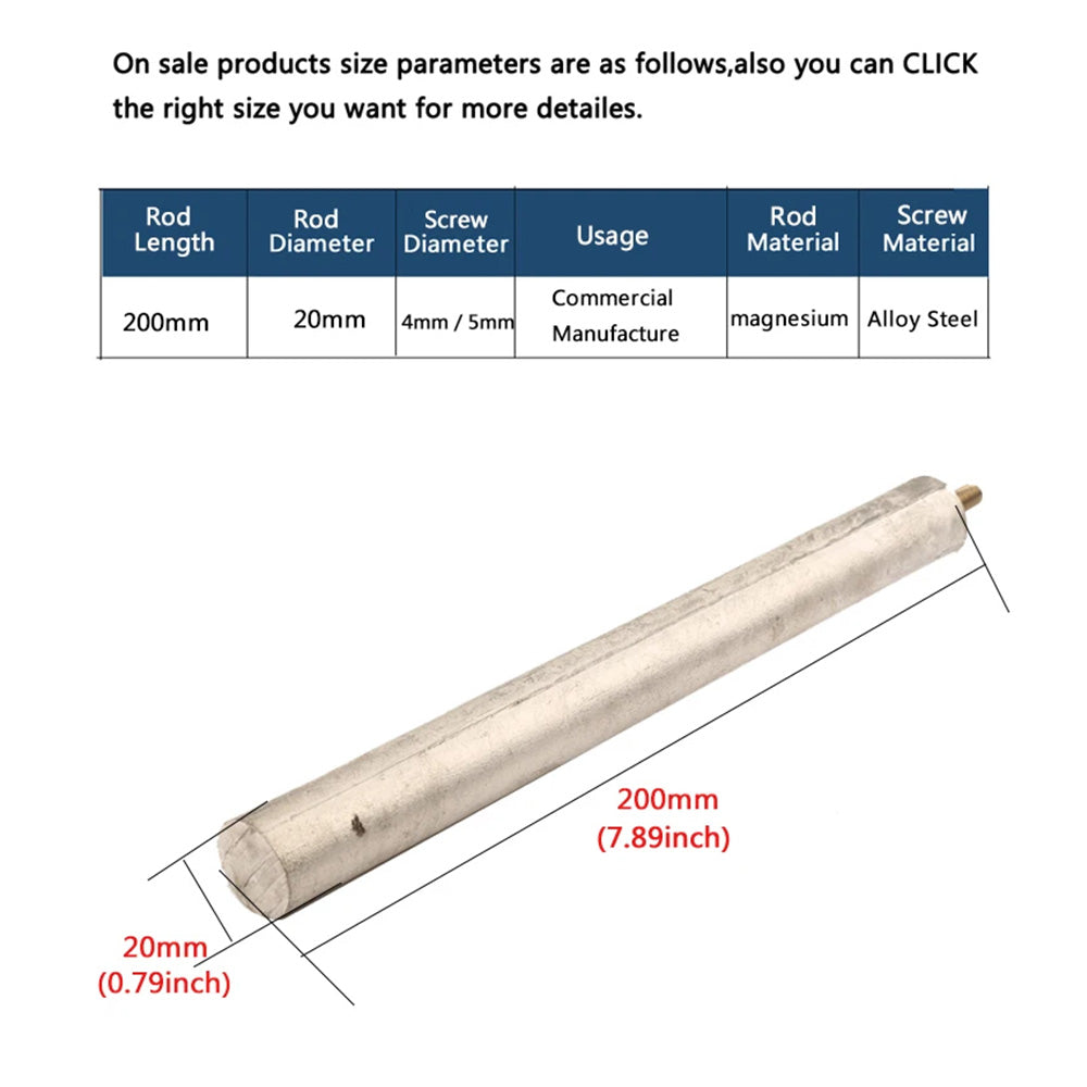 Tige d'anode de magnésium pour chauffe-eau électrique en acier allié