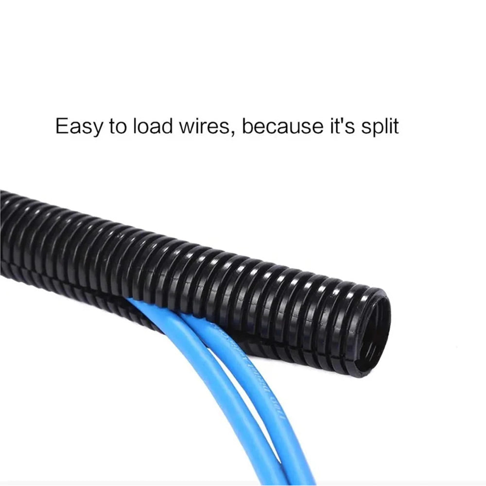 Length 3/6/15Meters Split Wire Loom Conduit Polyethylene Tubing Black Color Sleeve Tube