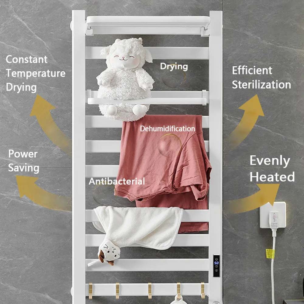 Porte-serviettes chauffant électrique intelligent noir Radiateur thermique moderne pour un séchage efficace des vêtements dans les salles de bains