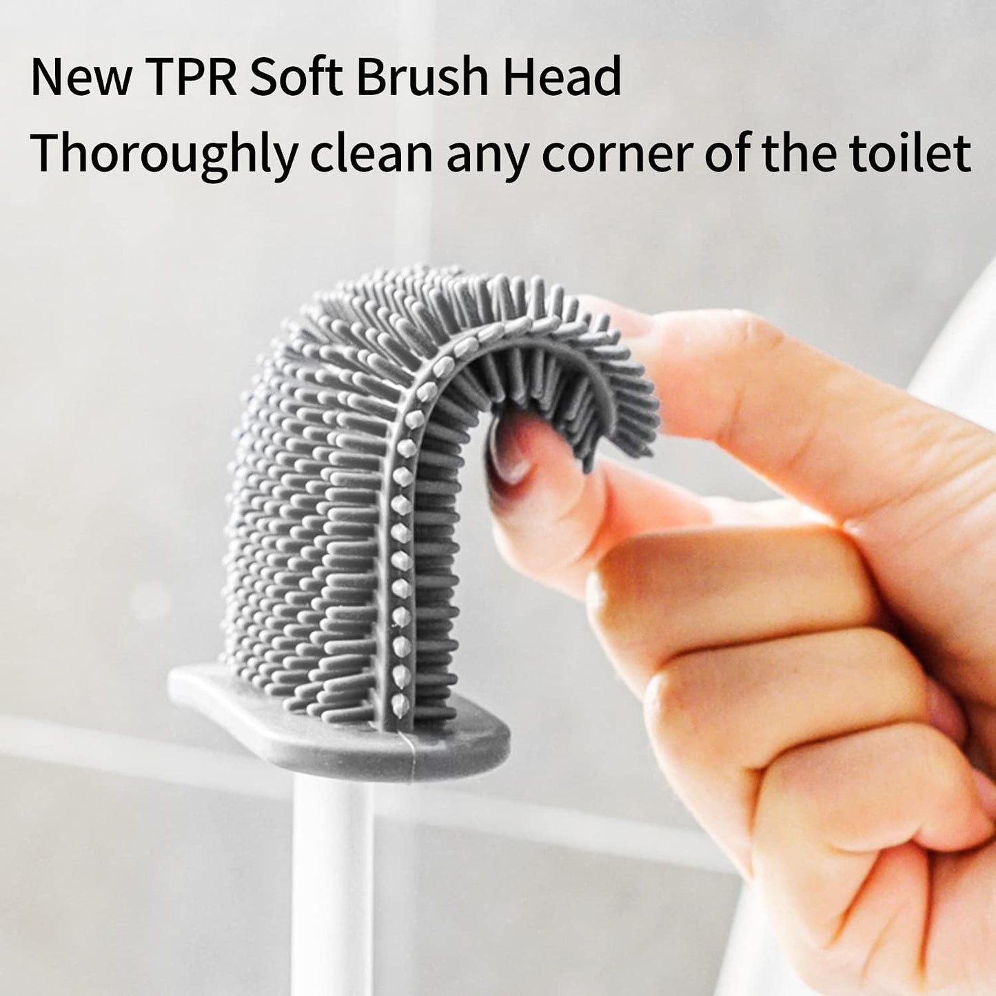 Brosse de toilette en silicone Brosse de nettoyage Tête plate Flexible Support mural Brosse nettoyante pour cuvette de WC Ensemble pour salle de bain