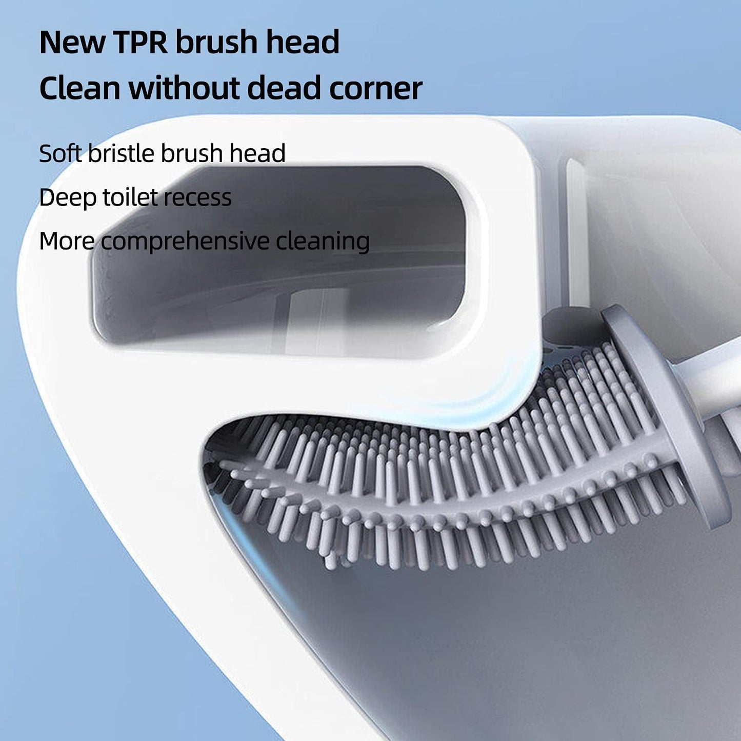 Brosse de toilette en silicone Brosse de nettoyage Tête plate Flexible Support mural Brosse nettoyante pour cuvette de WC Ensemble pour salle de bain