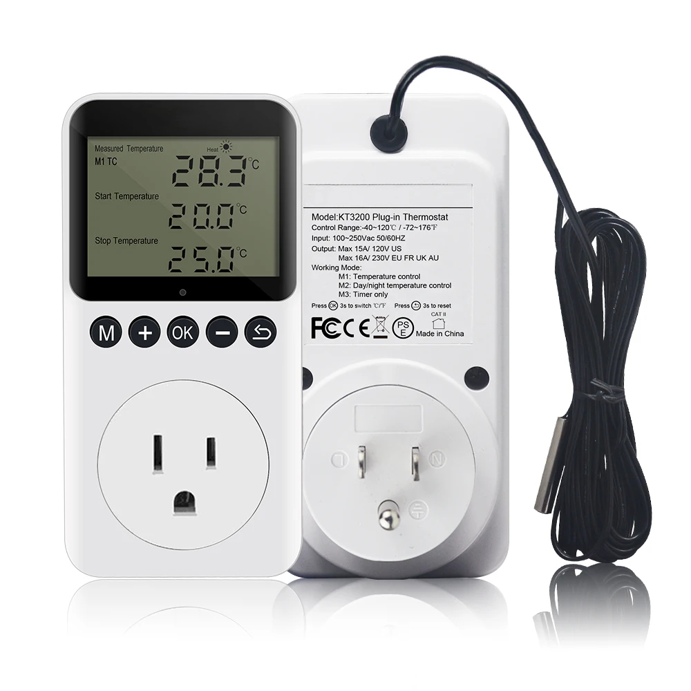 KT3200 Timer Socket Thermostat Digital Temperature Controller Heating Cooling Day Night Control EU/UK/FR/AU Plug Energy Saving