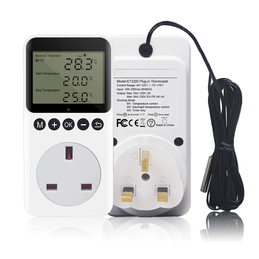 KT3200 Timer Socket Thermostat Digital Temperature Controller Heating Cooling Day Night Control EU/UK/FR/AU Plug Energy Saving