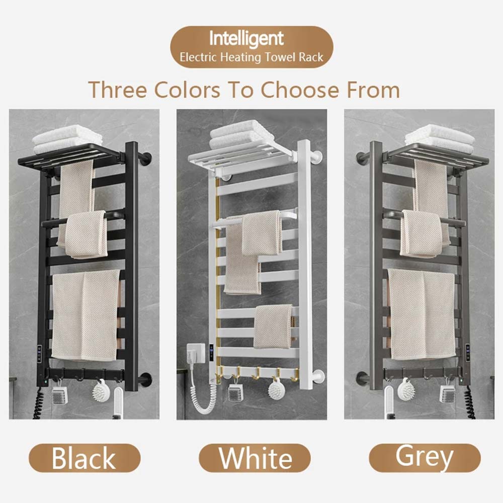 Porte-serviettes chauffant électrique intelligent noir Radiateur thermique moderne pour un séchage efficace des vêtements dans les salles de bains