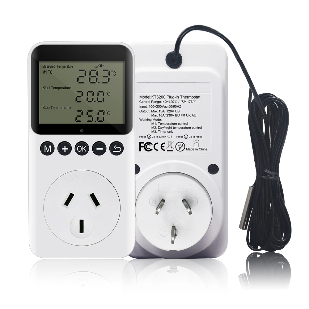 KT3200 Timer Socket Thermostat Digital Temperature Controller Heating Cooling Day Night Control EU/UK/FR/AU Plug Energy Saving