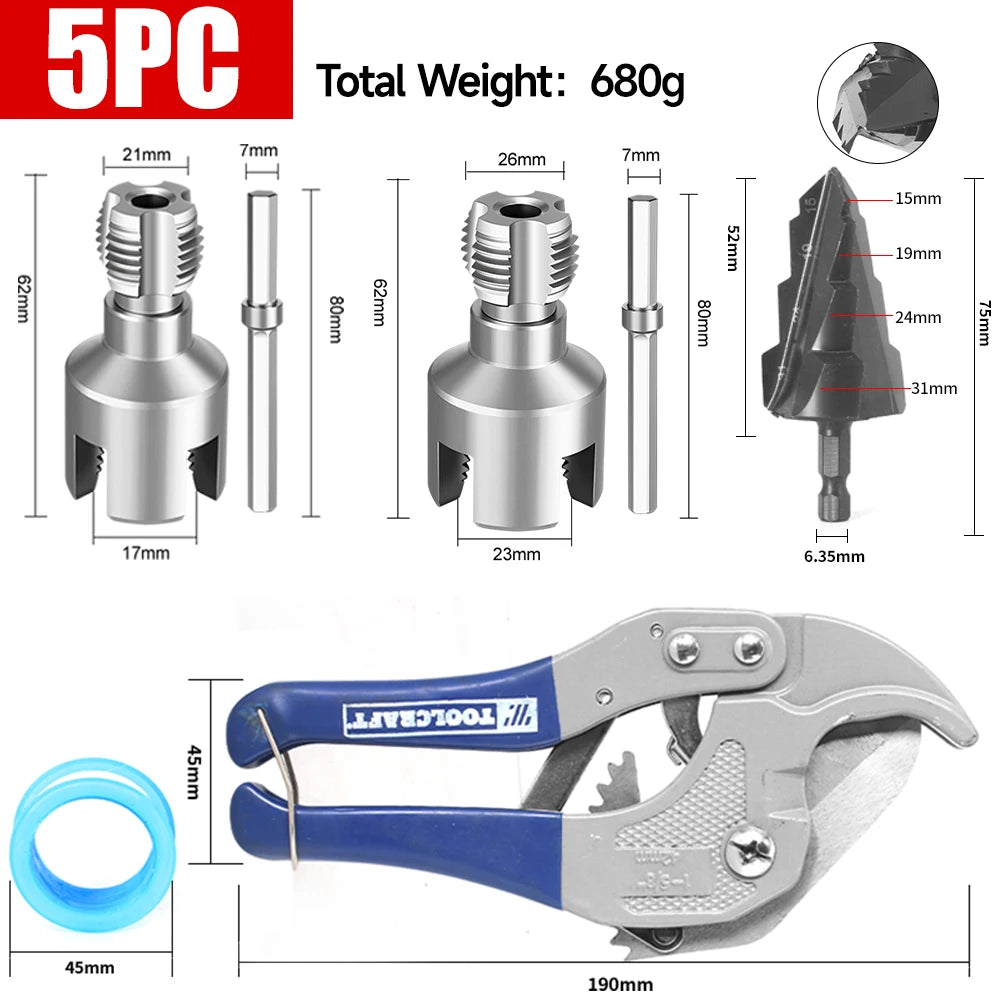 DN15 DN20 Integrated Internal & External Pipe Threading Tool