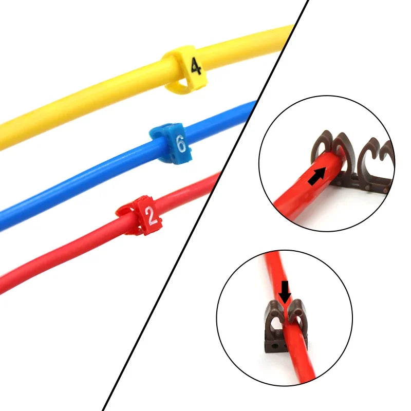 Cable Markers : Étiquettes numérotées colorées pour l'identification des câbles réseau de 2 à 8 mm
