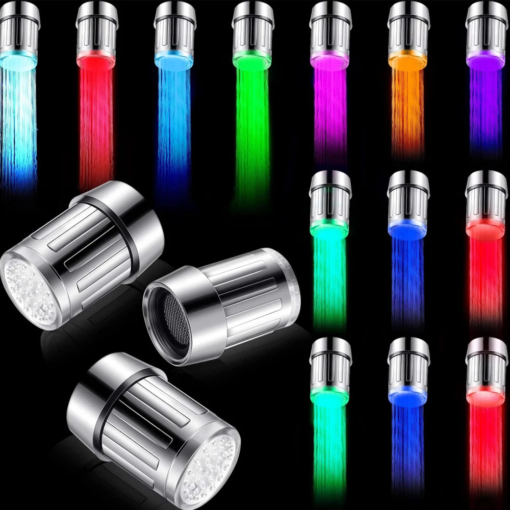 Aérateur de robinet de cuisine à changement de couleur LED : Économiseur d'eau illuminé 7 couleurs avec buse filtrante