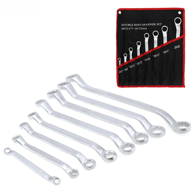 8pcs Double Ring Ratchet Spanner Set: 6x7 - 20x22mm Wrenches