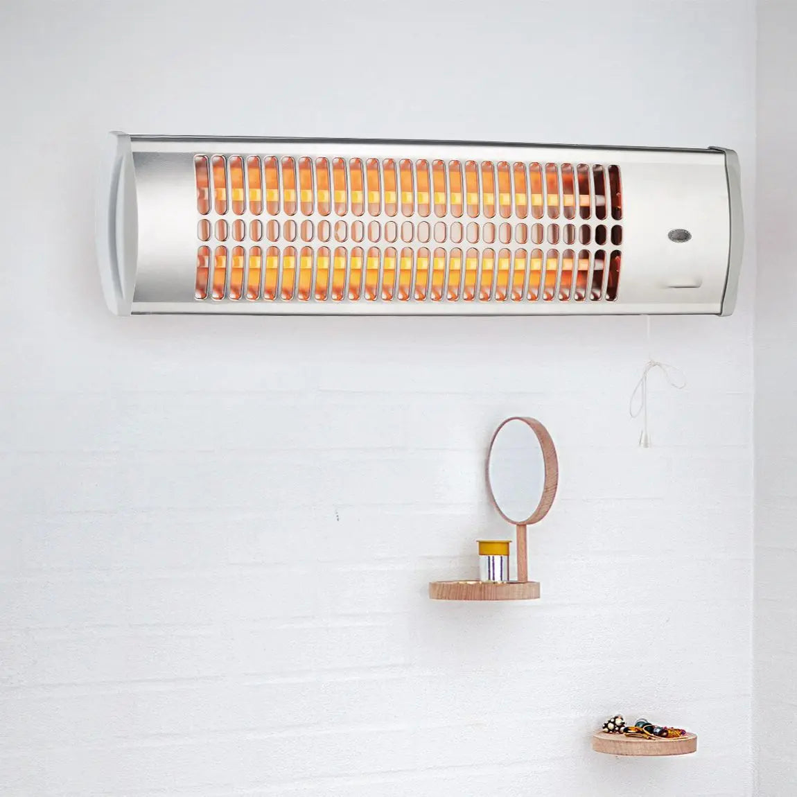 Estufa de pared-(Calentador infrarrojo de cuarzo ajustable de 1200W, interior/exterior, kit de instalación)