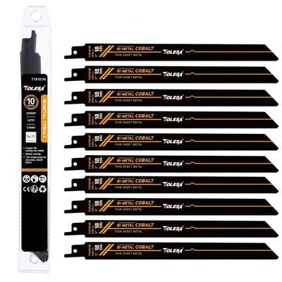 10PCS Lame Bi-Metallo Sawzall - 150mm/225mm 18TPI per Taglio di Precisione del Metallo