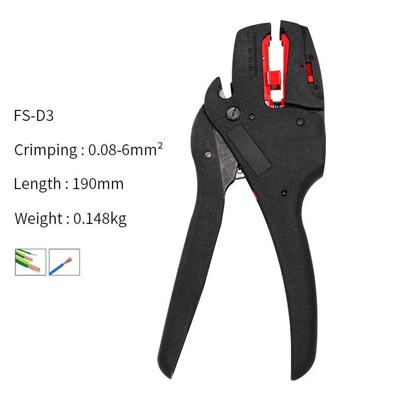Pelacables y Cortacables Autoajustable - Alicates de Crimpado Multiherramienta