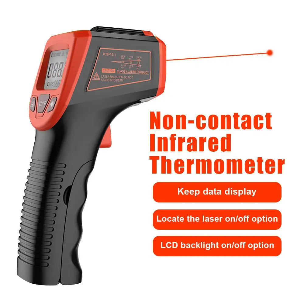 Pistolet thermomètre infrarouge sans contact avec écran LCD et pointeur laser