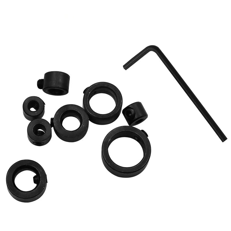 Jeu de colliers d'arrêt de foret, 9 pièces, avec contrôleur de profondeur et clé hexagonale