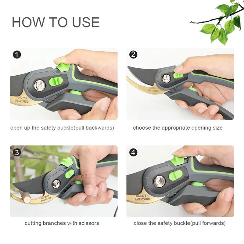 PTFE Coated Pruner Shear Saw Steel Forged Cutter Head Non-Slip Handle Garden Pruning Shears Garden Tools