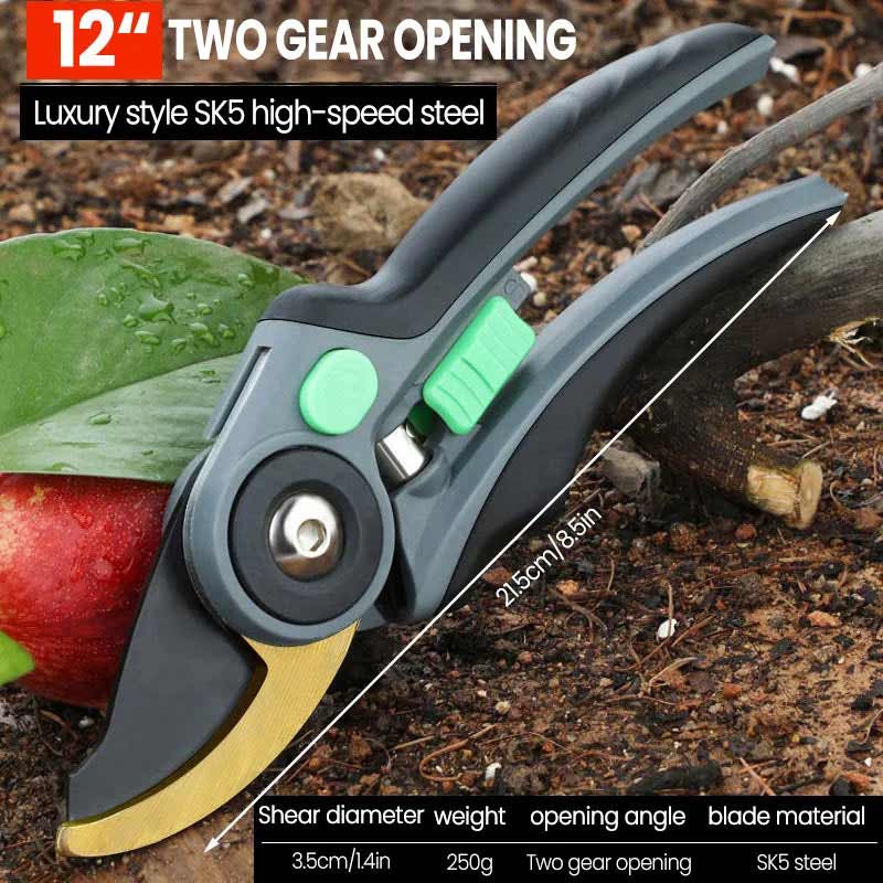 PTFE Coated Pruner Shear Saw Steel Forged Cutter Head Non-Slip Handle Garden Pruning Shears Garden Tools
