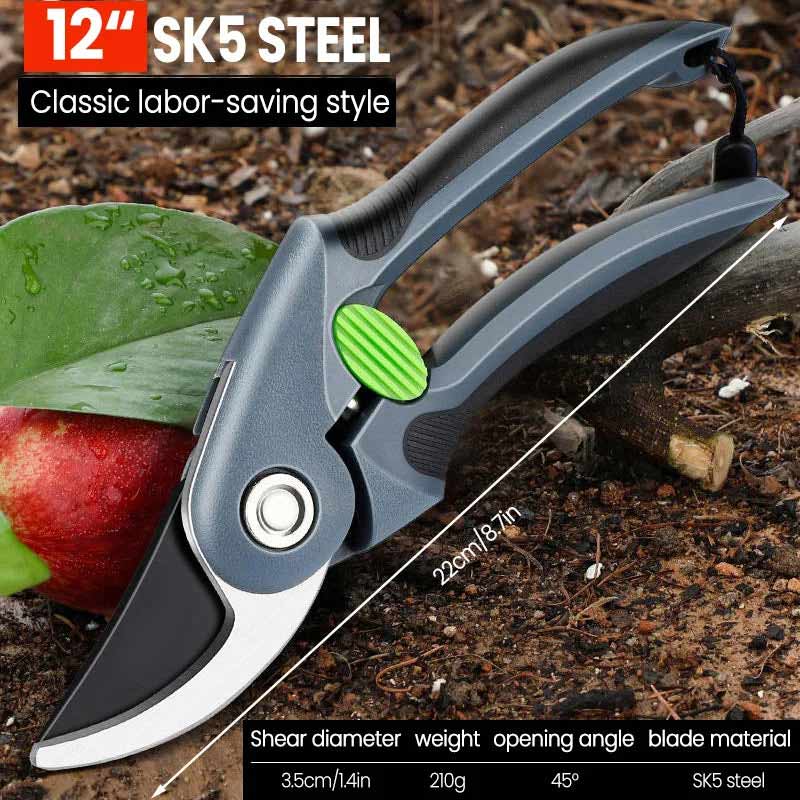 PTFE Coated Pruner Shear Saw Steel Forged Cutter Head Non-Slip Handle Garden Pruning Shears Garden Tools