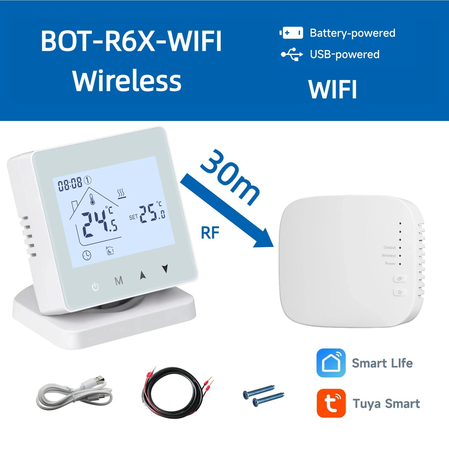 Tuya WIFI Thermostat intelligent chaudière à gaz chauffage de la pièce RF régulateur de température domestique Thermostat WiFi Programmable et Tuya Alice