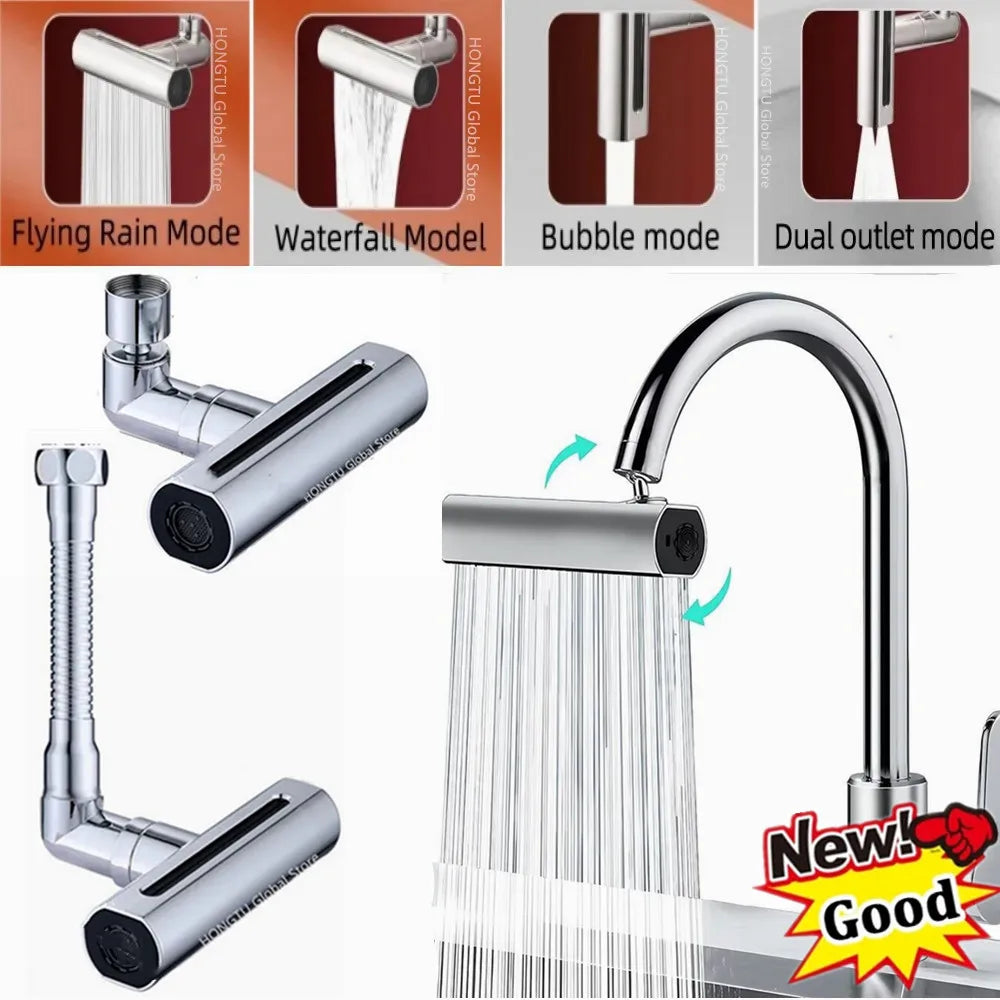 4 modes d'extension de robinet : pulvérisateur d'évier de cuisine avec cascade, bulleur et fonctionnalités anti-éclaboussures pour lavabo de salle de bain