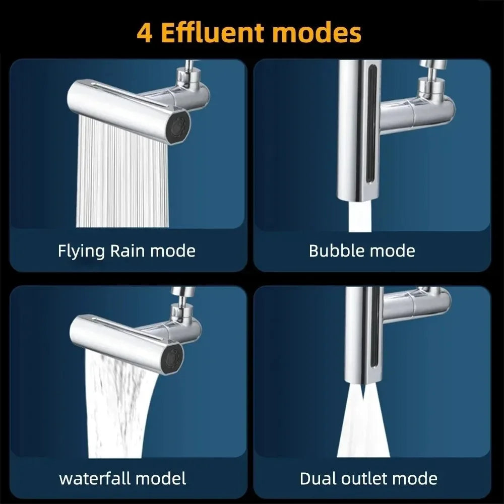4 modes d'extension de robinet : pulvérisateur d'évier de cuisine avec cascade, bulleur et fonctionnalités anti-éclaboussures pour lavabo de salle de bain