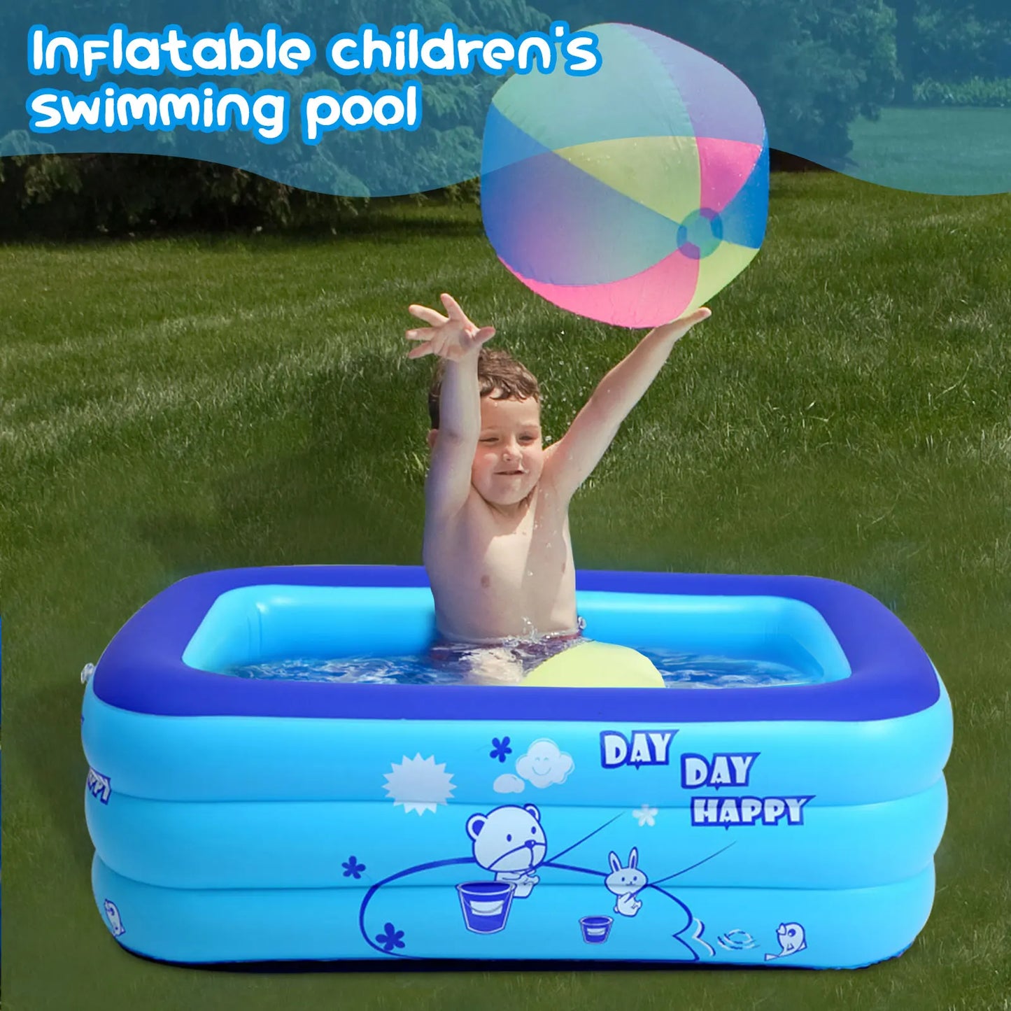 Thickened Inflatable Kids Swimming Pool Outdoor Water Play Bathtub