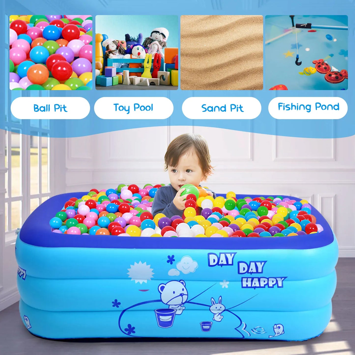 Thickened Inflatable Kids Swimming Pool Outdoor Water Play Bathtub
