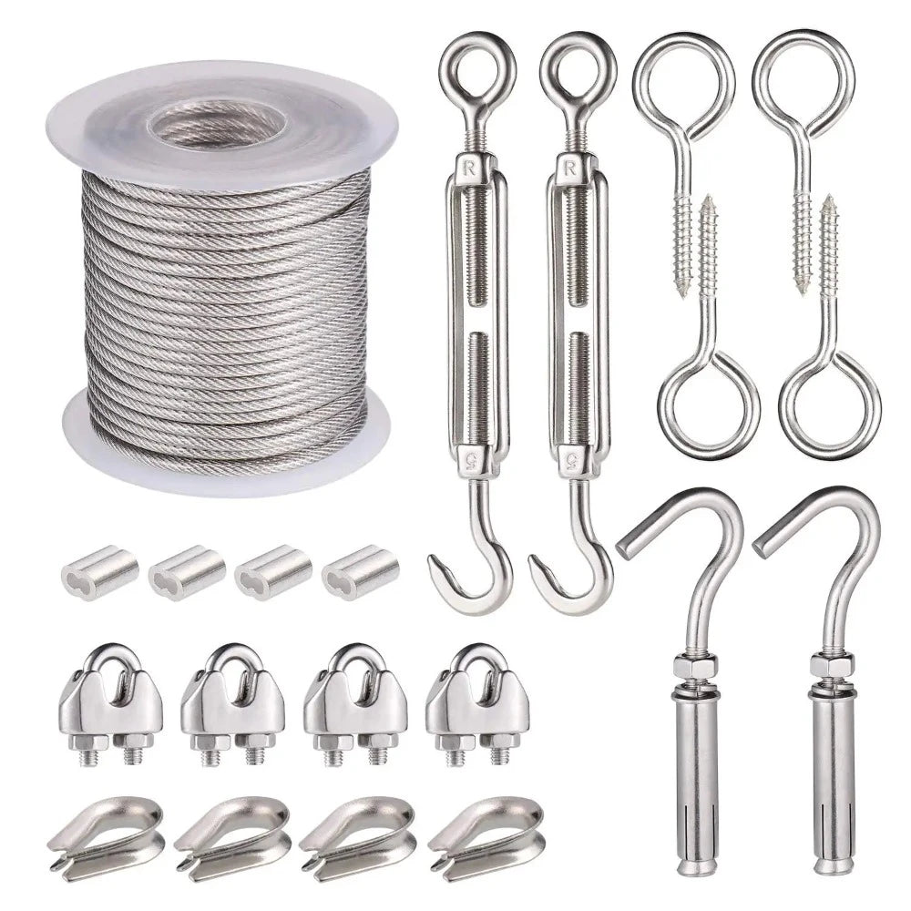 Câble souple en corde à fil d'acier enduit de PVC de 15/25/30/50 mètres, corde à linge en acier inoxydable transparent, diamètre 2mm Kit