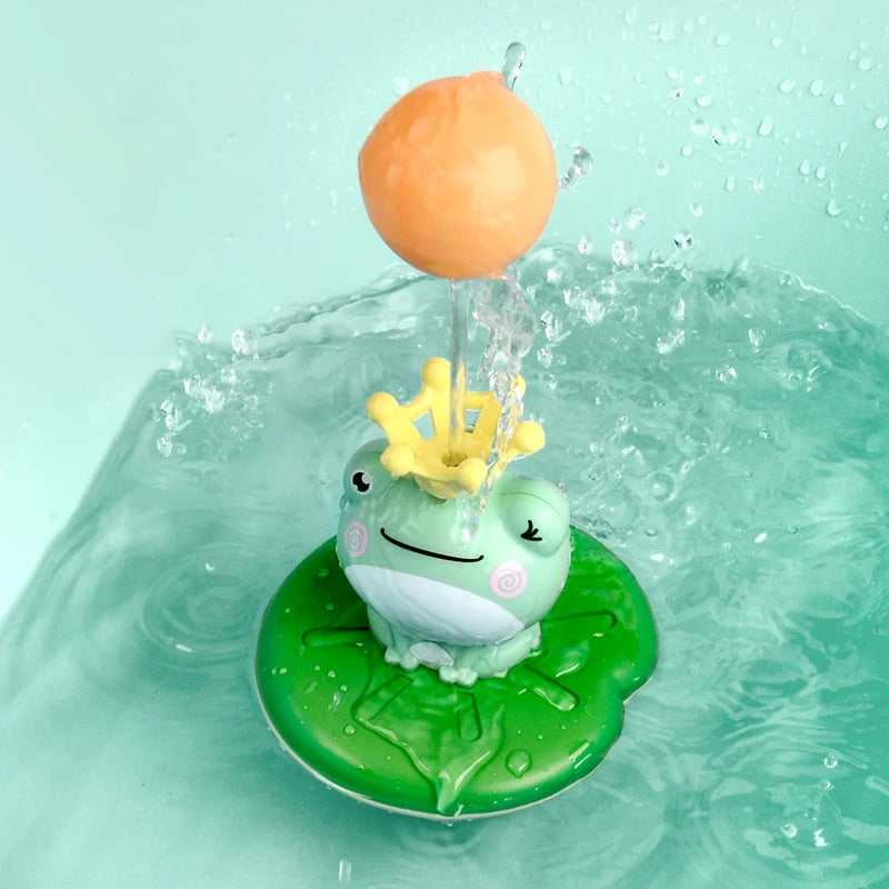Electric Water Spray Frog Bath Toy with 6-Piece Set and Adjustable Sprinkler Effects