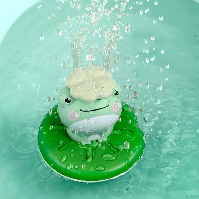 Electric Water Spray Frog Bath Toy with 6-Piece Set and Adjustable Sprinkler Effects