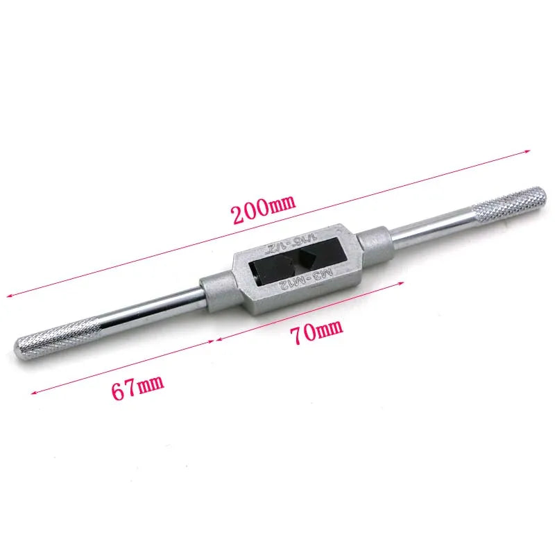 3F Jeu de tarauds métriques à filetage manuel M3 M4 M5 M6 M8 avec clé à taraud réglable 1/16-1/4"