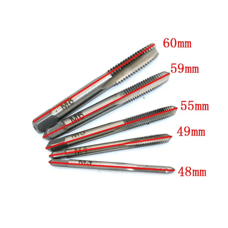 3F Jeu de tarauds métriques à filetage manuel M3 M4 M5 M6 M8 avec clé à taraud réglable 1/16-1/4"
